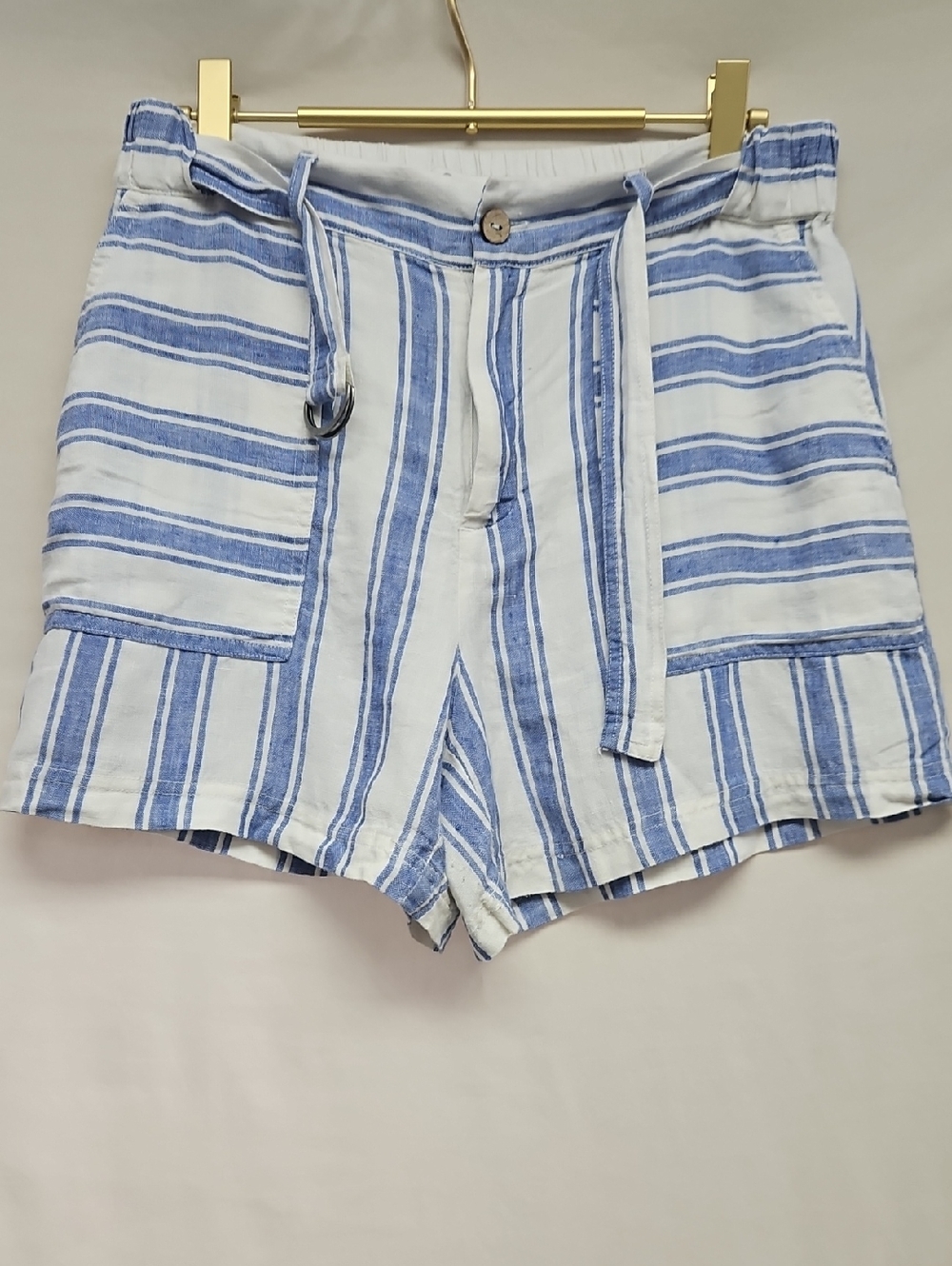 C&C California 100% Linen Striped Shorts Medium Coastal Summer Resort